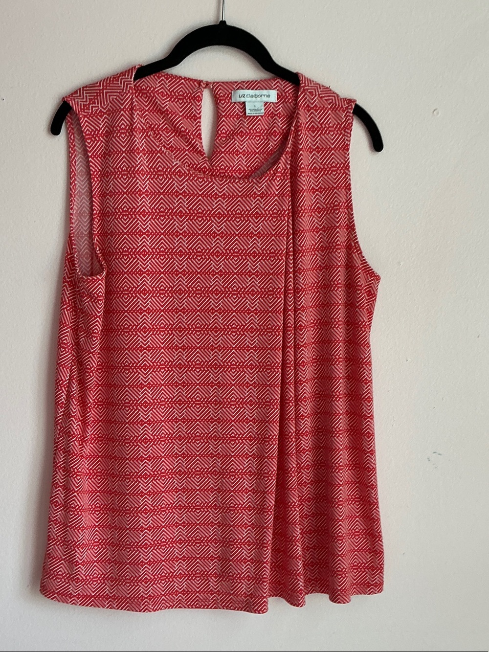 Liz Claiborne Orange and White Geometric Sleeveless Tank